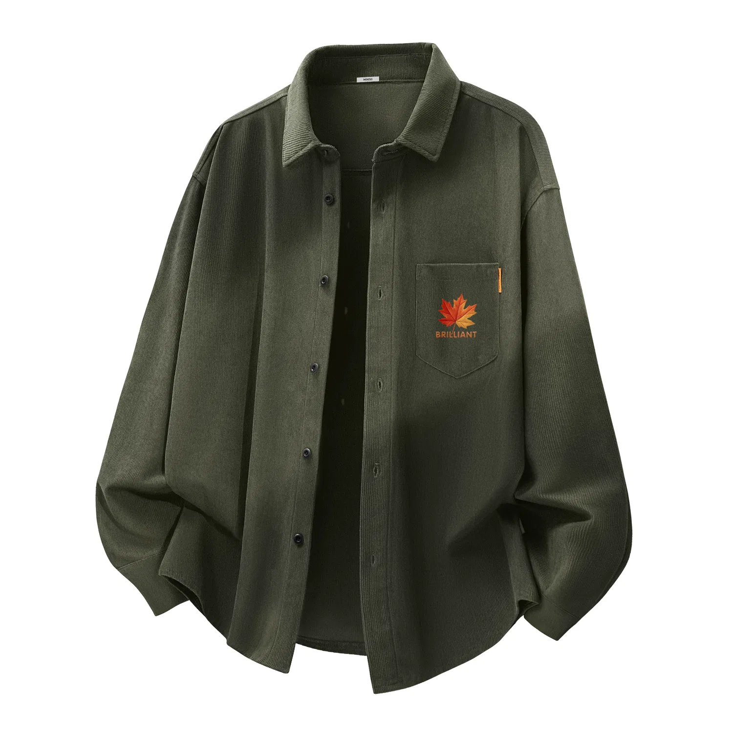 Детская рубашка с воротником-стойкой MINISO, Olive Green