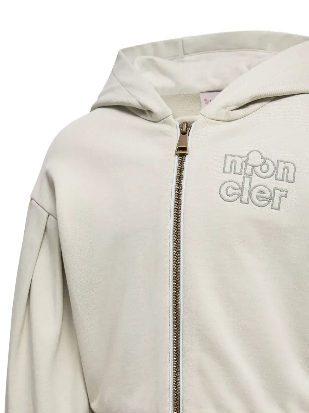 Худи на молнии Moncler Enfant, бежевый — фото 4