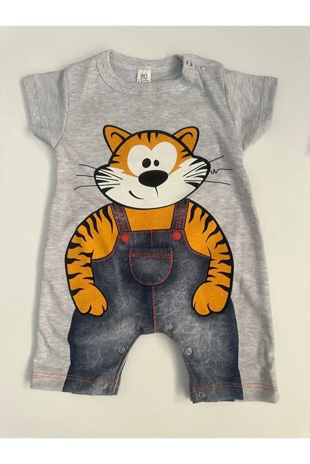 Детский комбинезон для девочек с принтом Animal Figured Baby Rompers Minibird Baby, Gray — фото 3