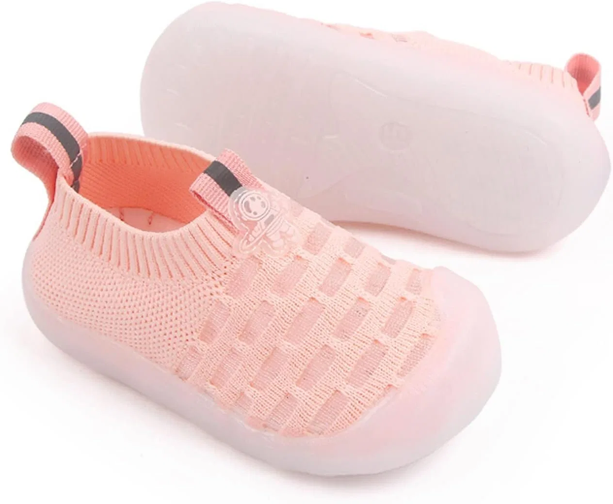 Детские кроссовки для девочек с помпонами из сетки, Pink — фото 3