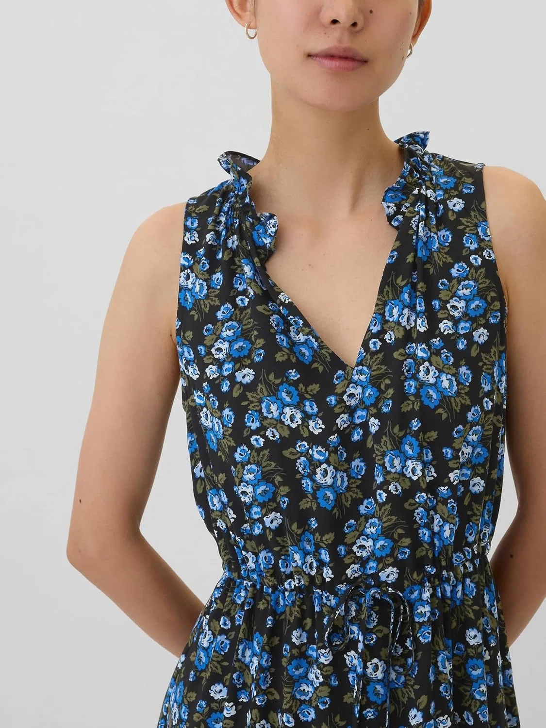 Женское платье без рукавов с разрезом горловины GAP, Blue Floral — фото 3