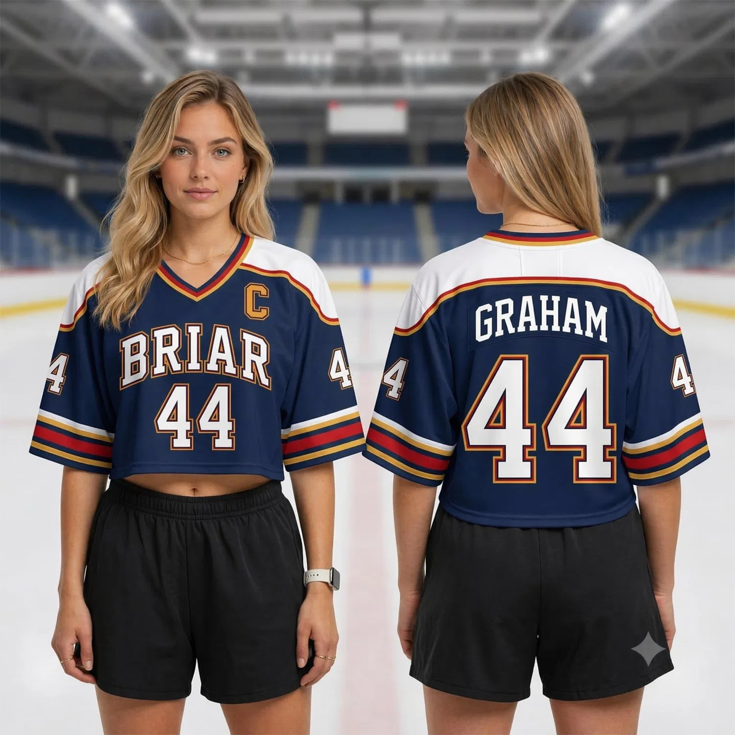 Мужская футболка с принтом Briar U Hockey Jersey Vneck Sports T-Shirt, C16 — фото 2