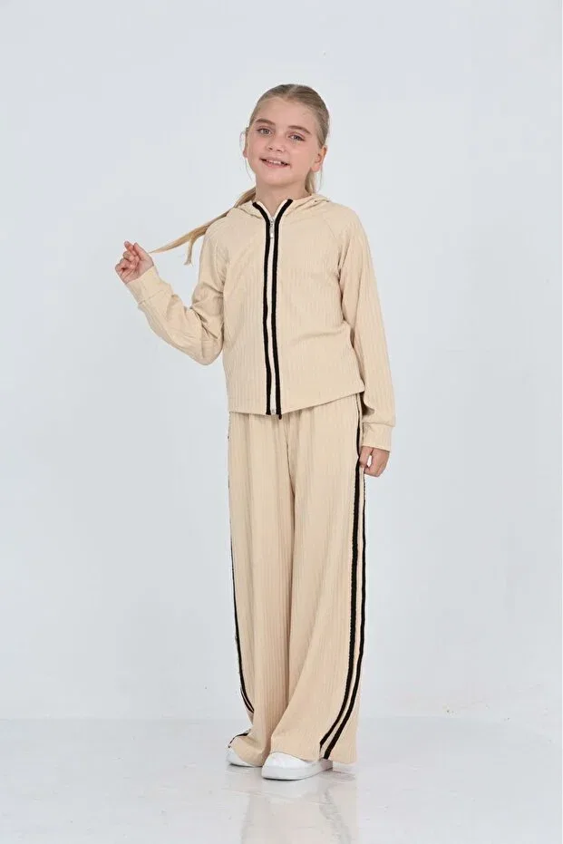Детский комплект для девочек с полосками Toontoy, Beige — фото 4