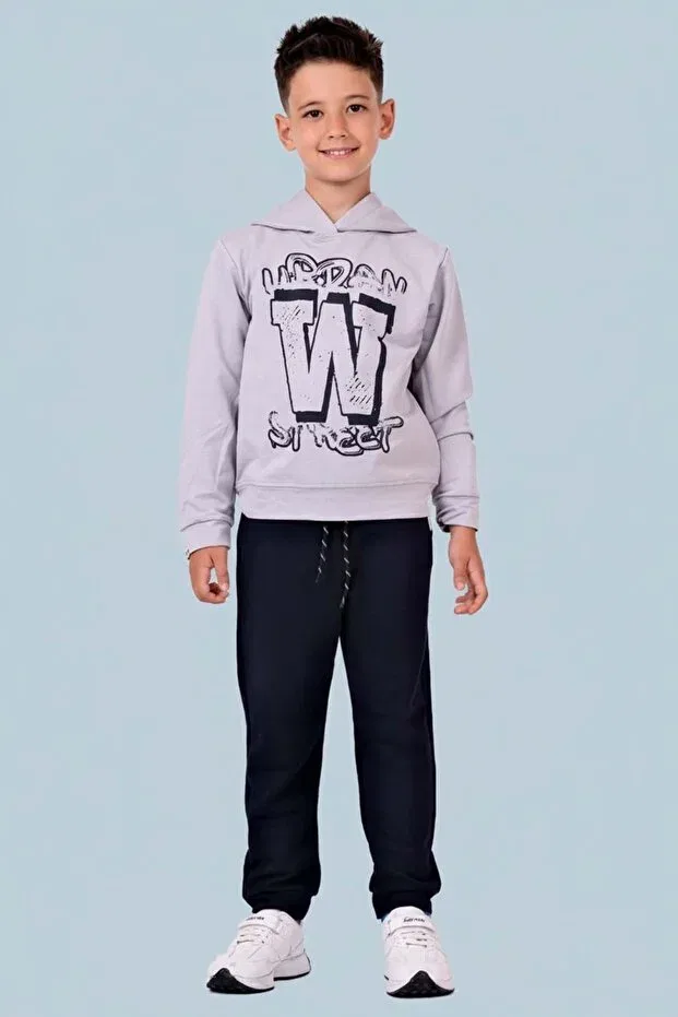 Детский спортивный костюм с принтом Urban w street 2iplik Minikadam, Gray