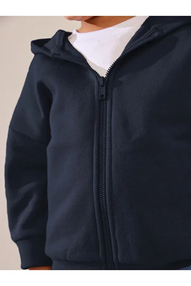 Детские свитшот с капюшоном на молнии для девочек Next Baby, Navy Blue — фото 3