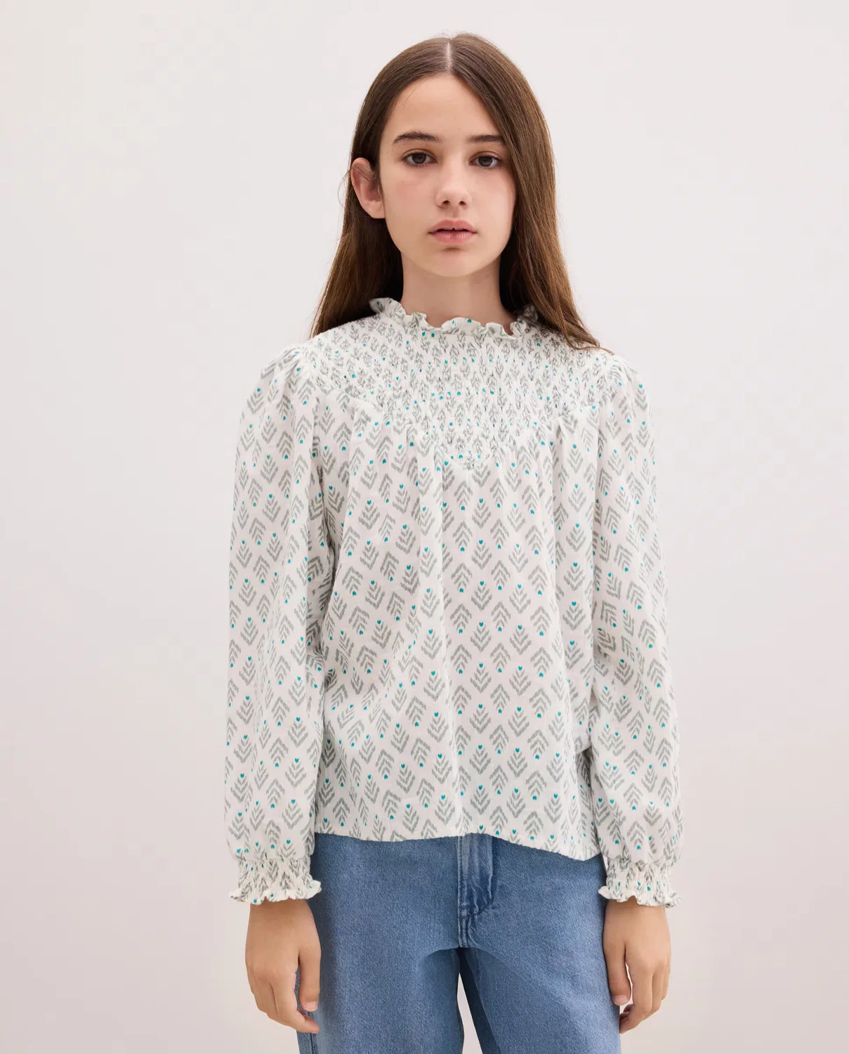 Детская блузка с принтом, All Over Dobby Lurex Smock, Kids El Corte Inglés, белый
