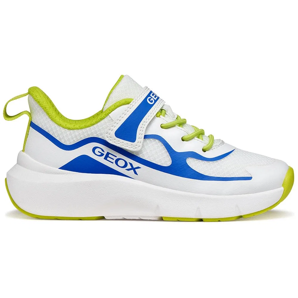 Детские спортивные кроссовки для мальчиков с контрастным дизайном Geox Pro-Ran, White And Royal Blue
