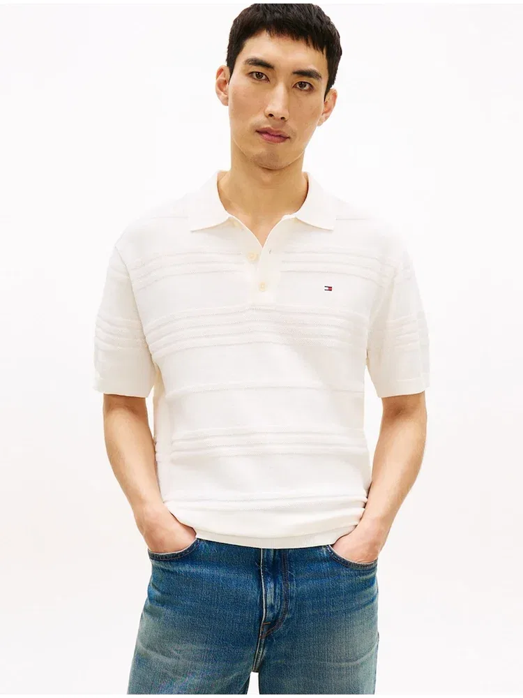 Свитер поло, хлопковый бленд, модель T12G1KPN260MT2Z00 TOMMY HILFIGER, Ivory