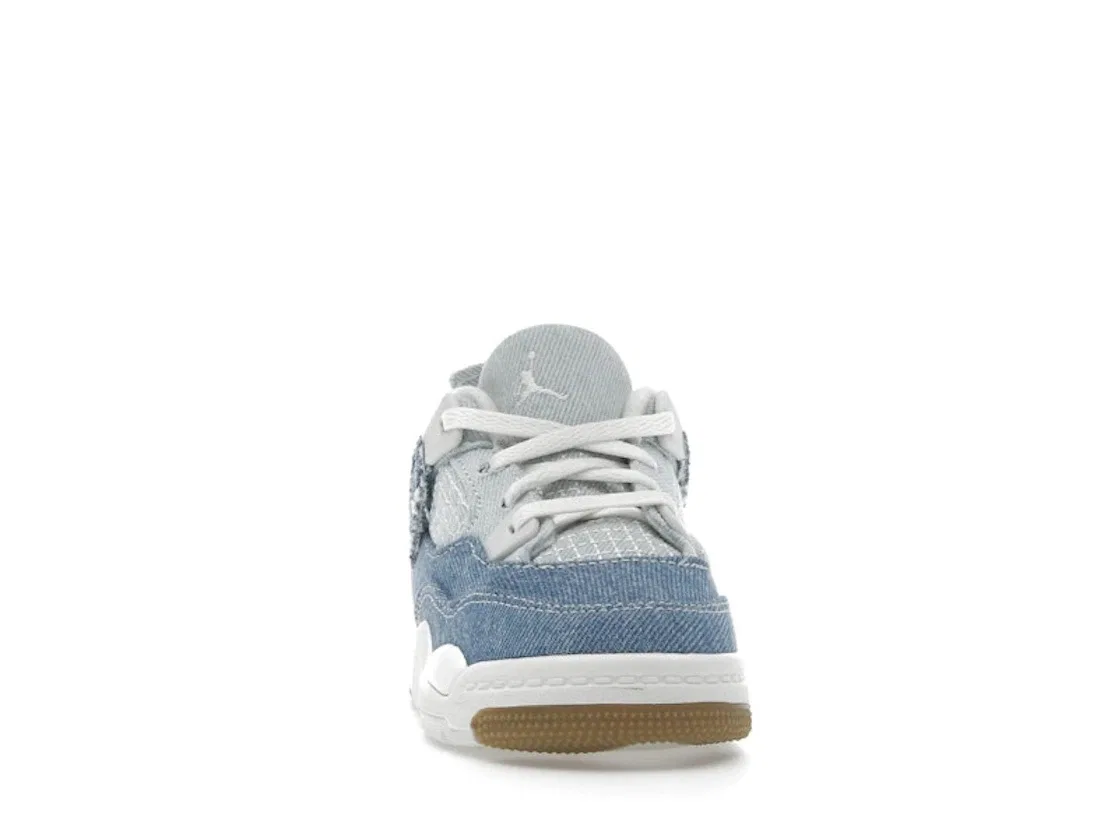 Детские кроссовки Lifestyle с джинсовым верхом Jordan 4 Retro TEX Jordan, Sail Gum Light Brown Worn Blue Sail Metallic Gold — фото 2