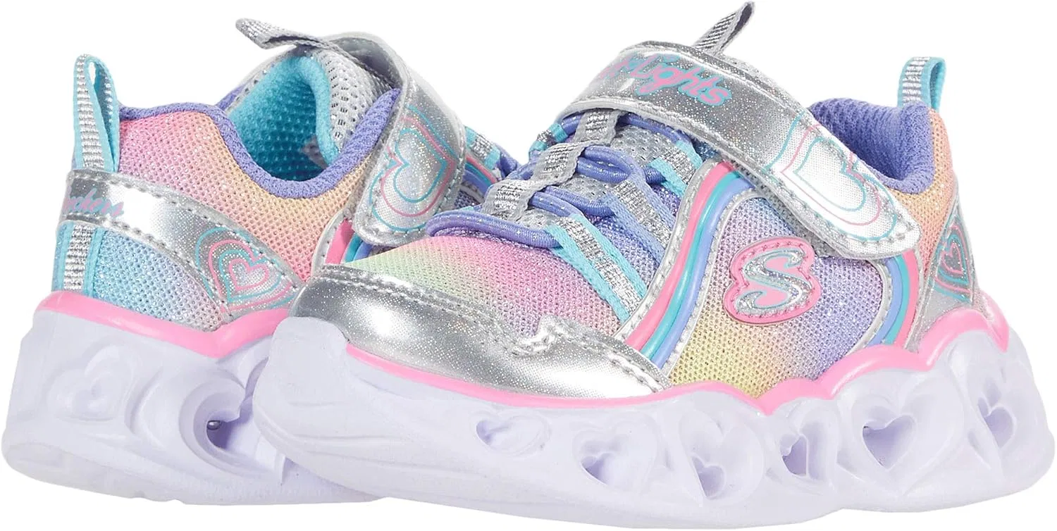Детские кроссовки для девочек Twinkle Sparks Jumpin' Clouds Skechers, Silver/Multi — фото 4