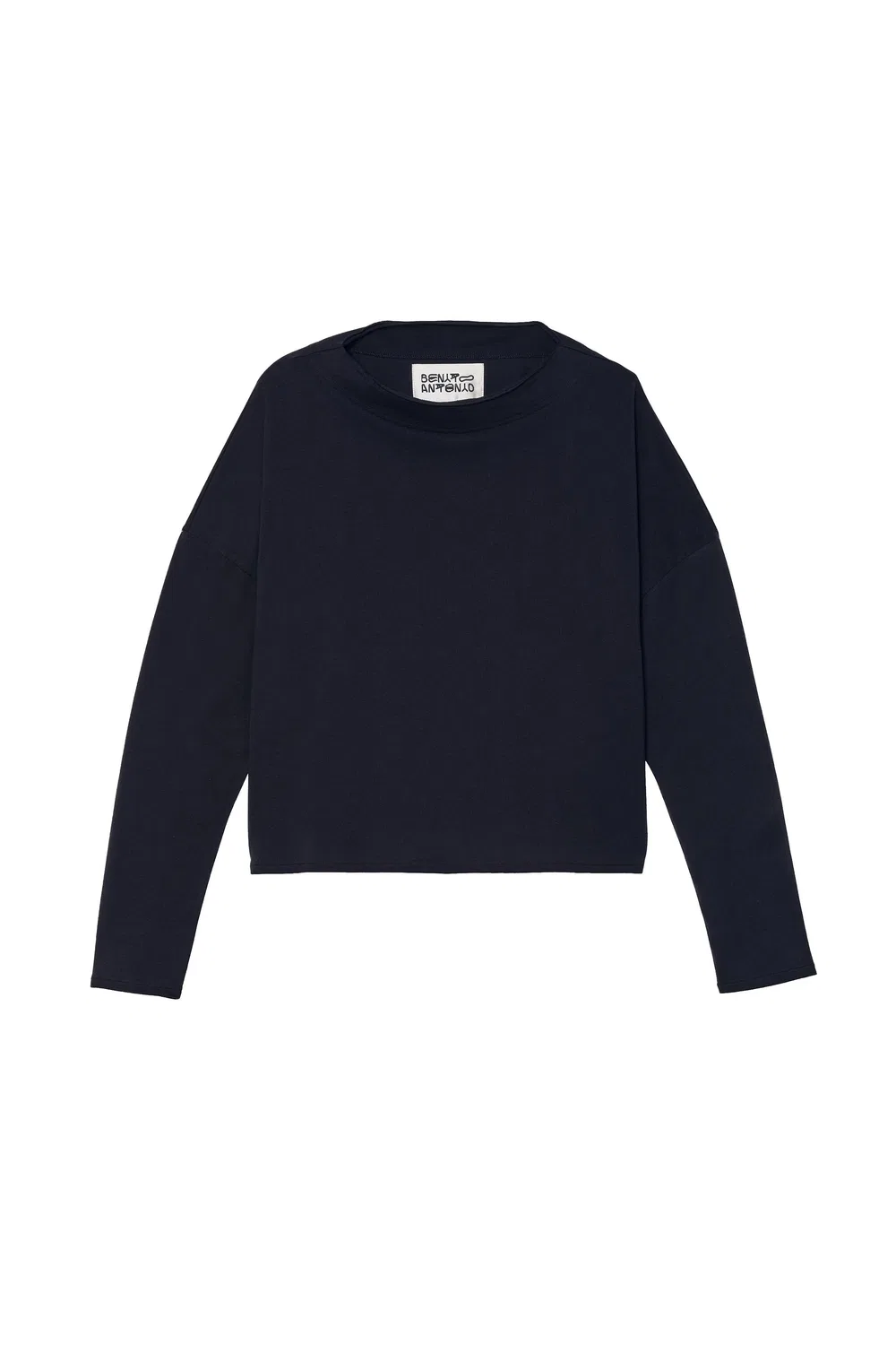 Укороченная футболка с длинным рукавом ZARA, Navy Blue — фото 3
