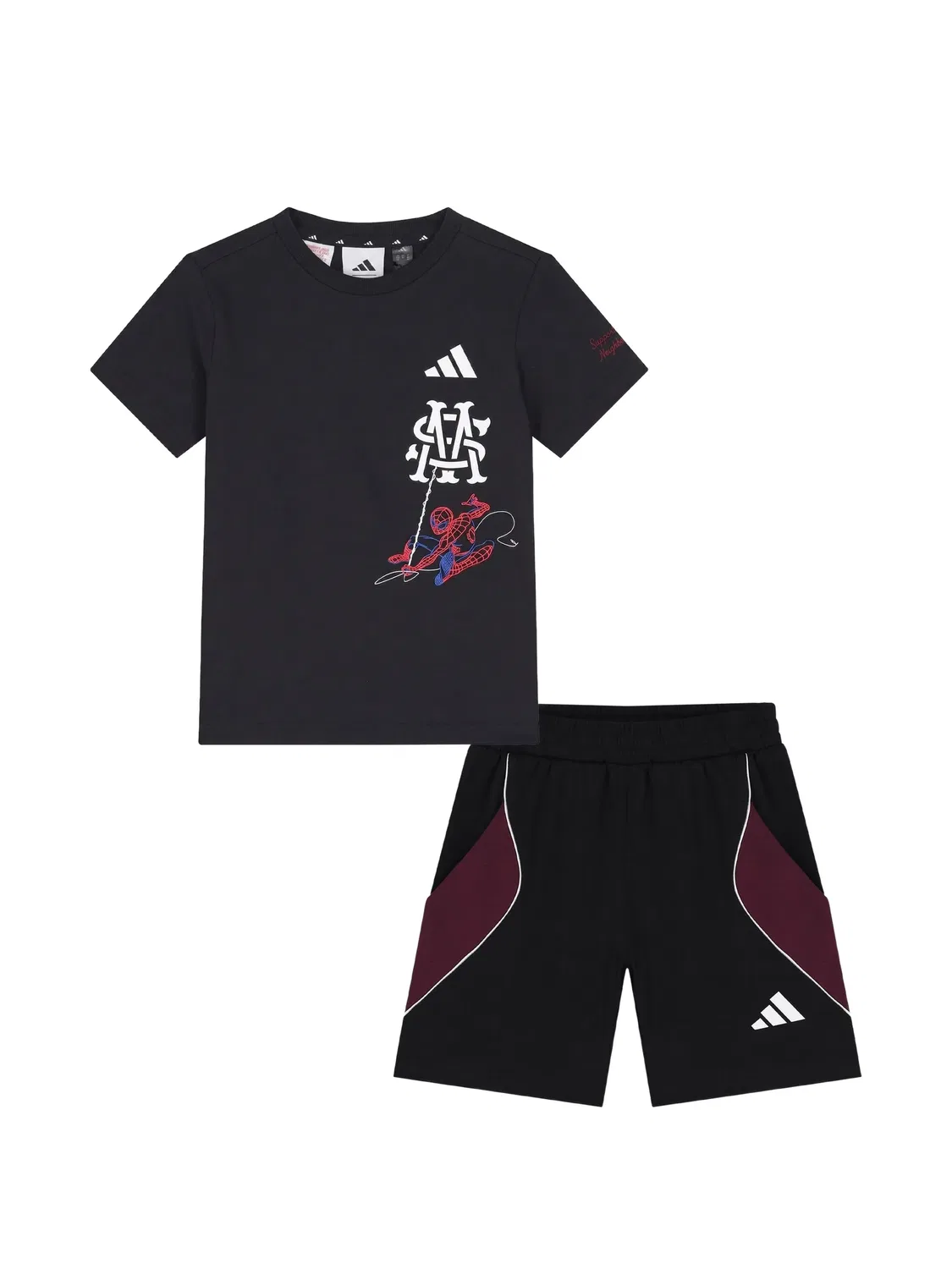Комплект из топа и шортов с принтом Adidas Kids, черный