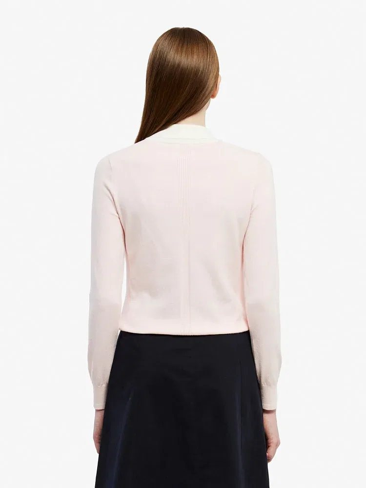 Свитер LACOSTE Pink с контрастным воротником — фото 3