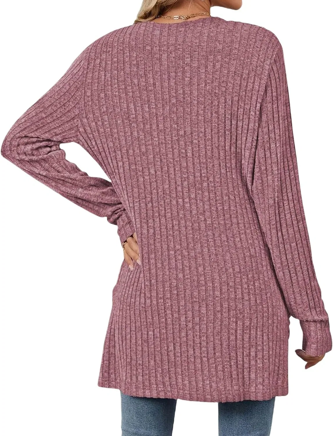 Женская свободная кардиган-кофта с карманами, Purple — фото 3