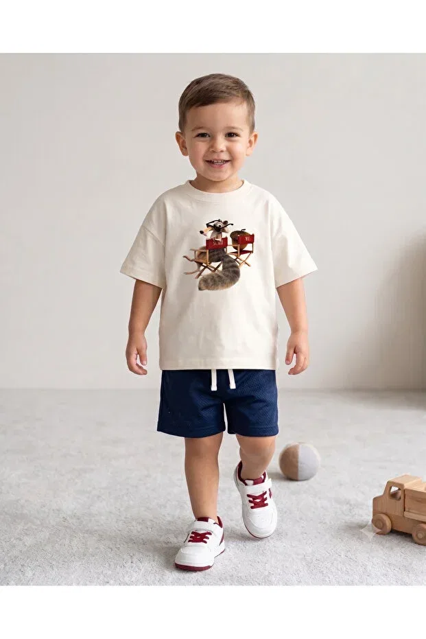 Детская футболка оверсайз с принтом Ice Age Scrat Unisex Oversize Kids T-Shirt Babytex, Ecru — фото 2