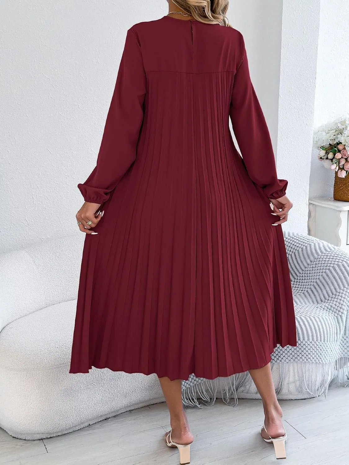 Женское вечернее платье макси A-силуэта с высокой талией, Green, Red, Khaki — фото 3