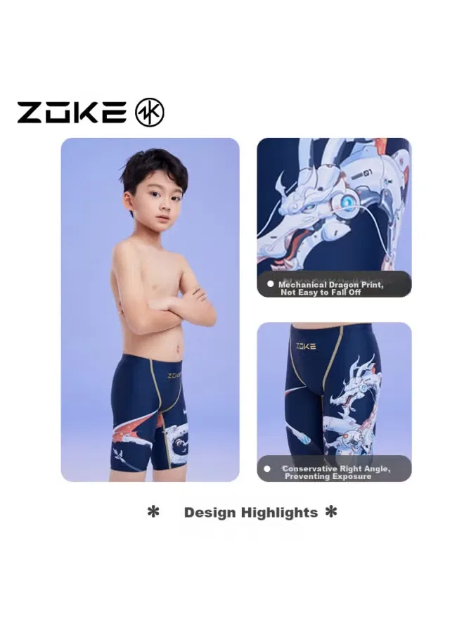 Плавки спортивные с принтом китайского дракона Zoke, синий — фото 3