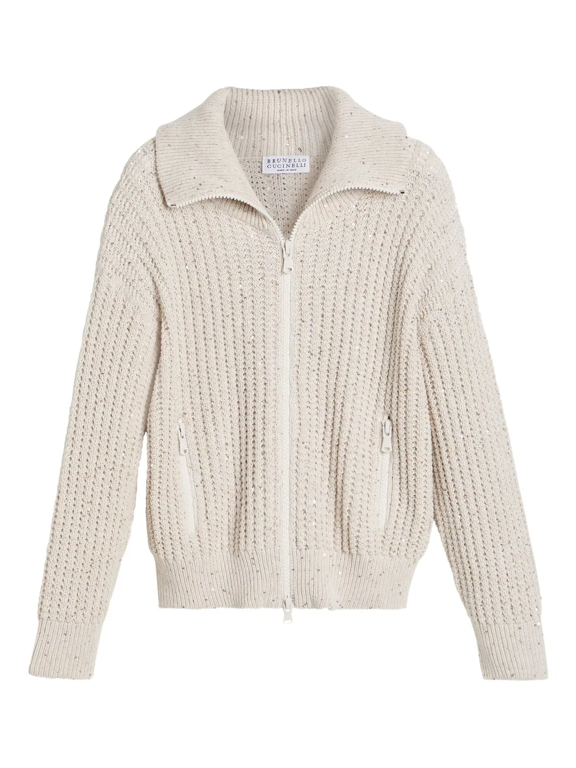 Кардиган на молнии из хлопка Brunello Cucinelli, нейтральные