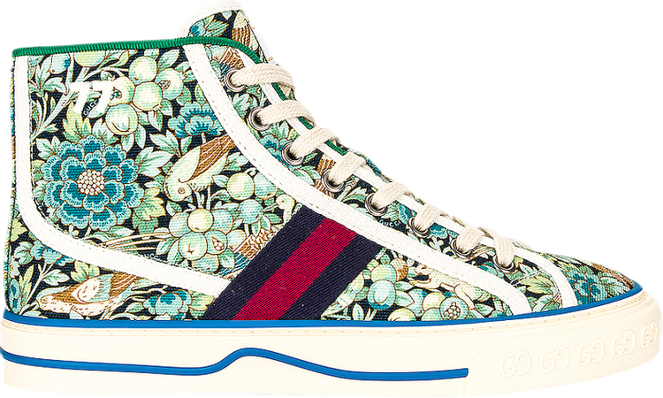 

Кроссовки Liberty of London x Gucci Wmns Tennis 1977 High Floral - Light Blue Green, зеленый