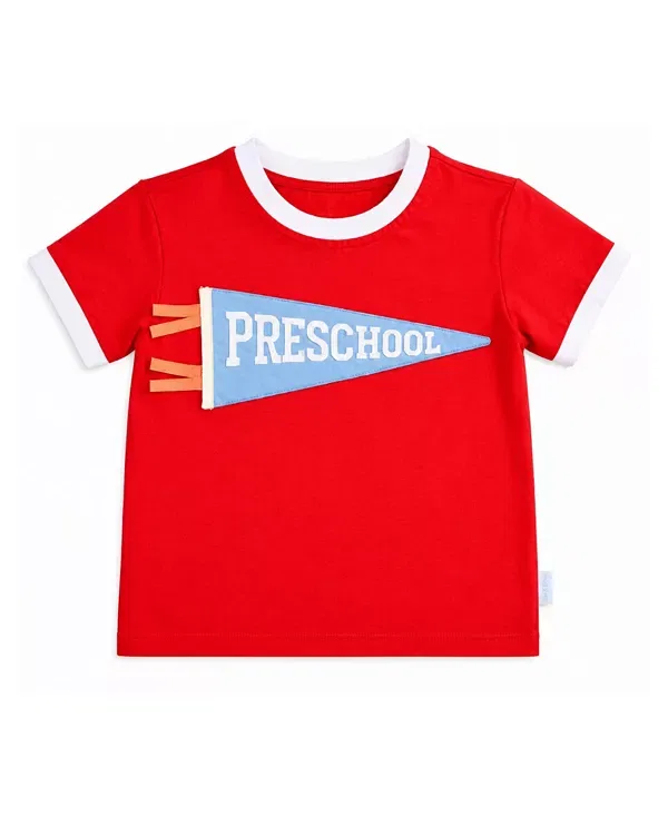 Детская футболка с принтом Unisex preschool crewneck tee Bits & Bows, Red/Blue/White/Orange