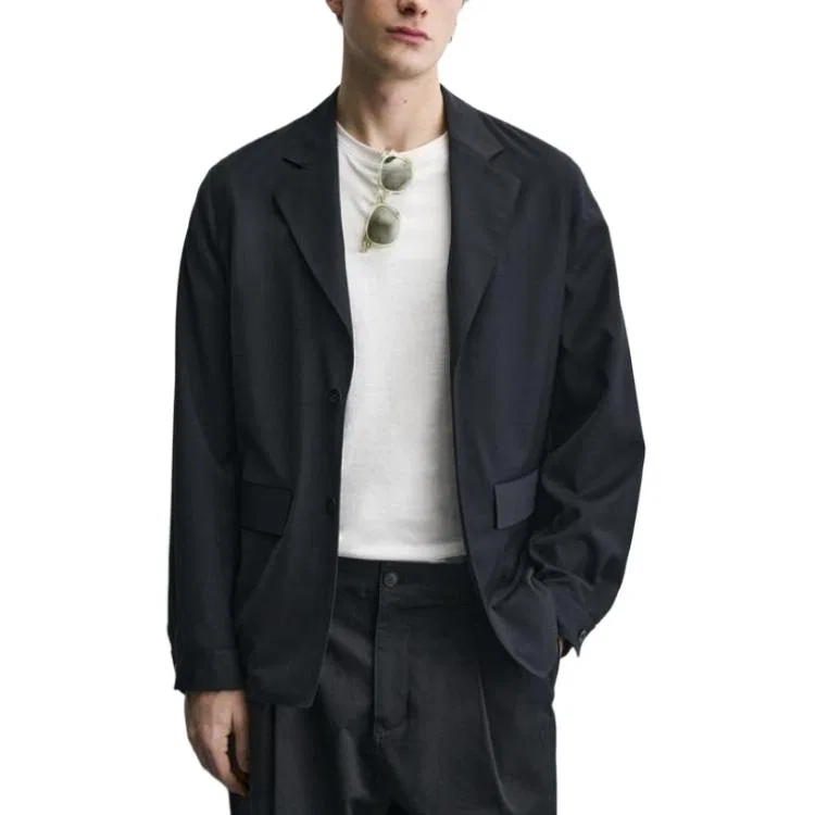 Мужской деловой костюм с лацканами ZARA, Navy Blue — фото 4