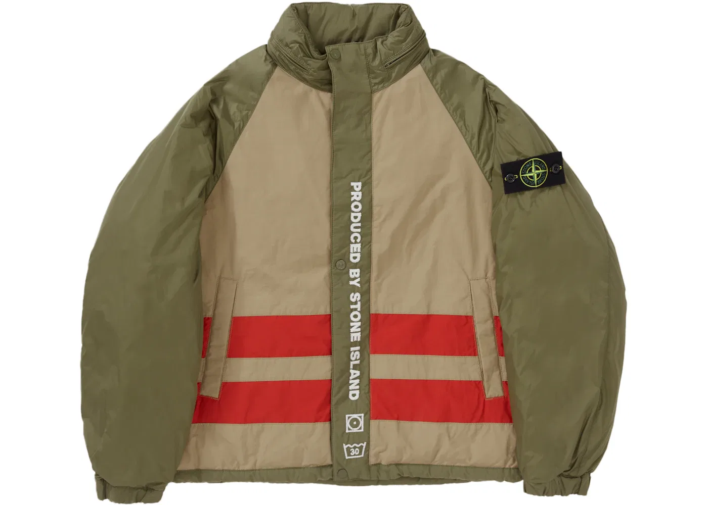 Мужская пуховая куртка-пуховик двусторонняя Supreme Stone Island Reversible Down Puffer Jacket, Olive — фото 2