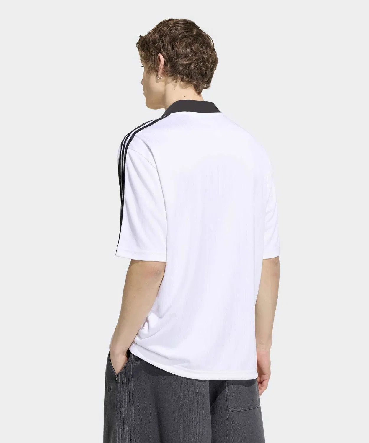 Мужская футболка с воротником из полиэстера Adidas Originals, White — фото 2
