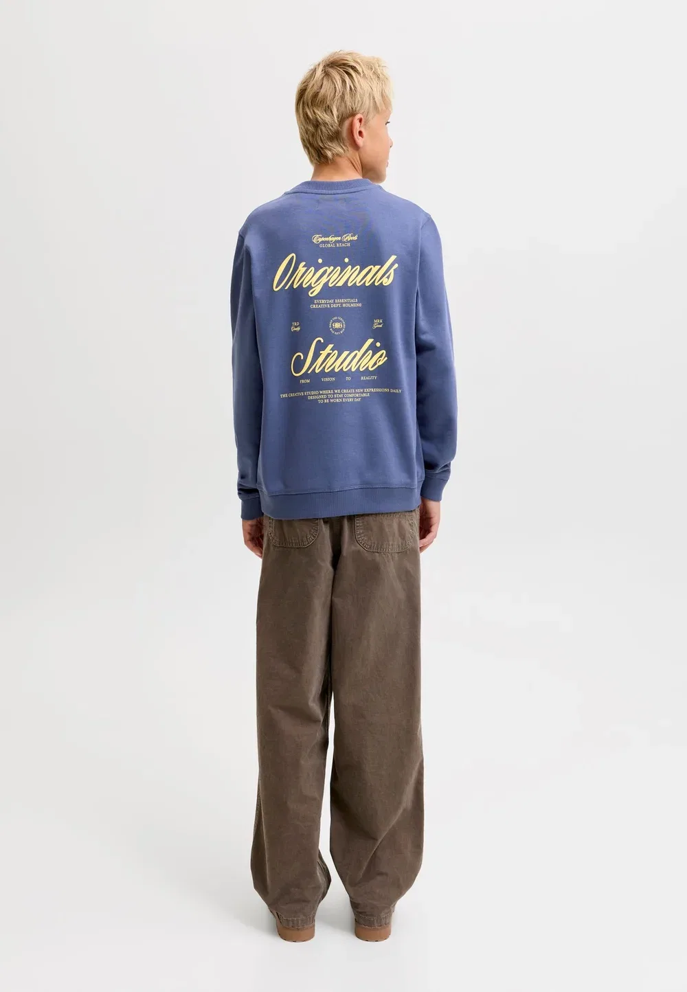 Толстовки с принтом на спине, толстовки для подростков - толстовка Jack & Jones Junior, Crown Blue — фото 2