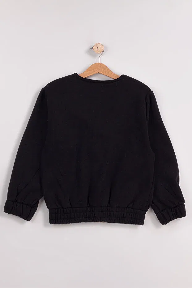 Детская куртка-кардиган для девочек средней толщины Basic Harika Kids, Black — фото 2