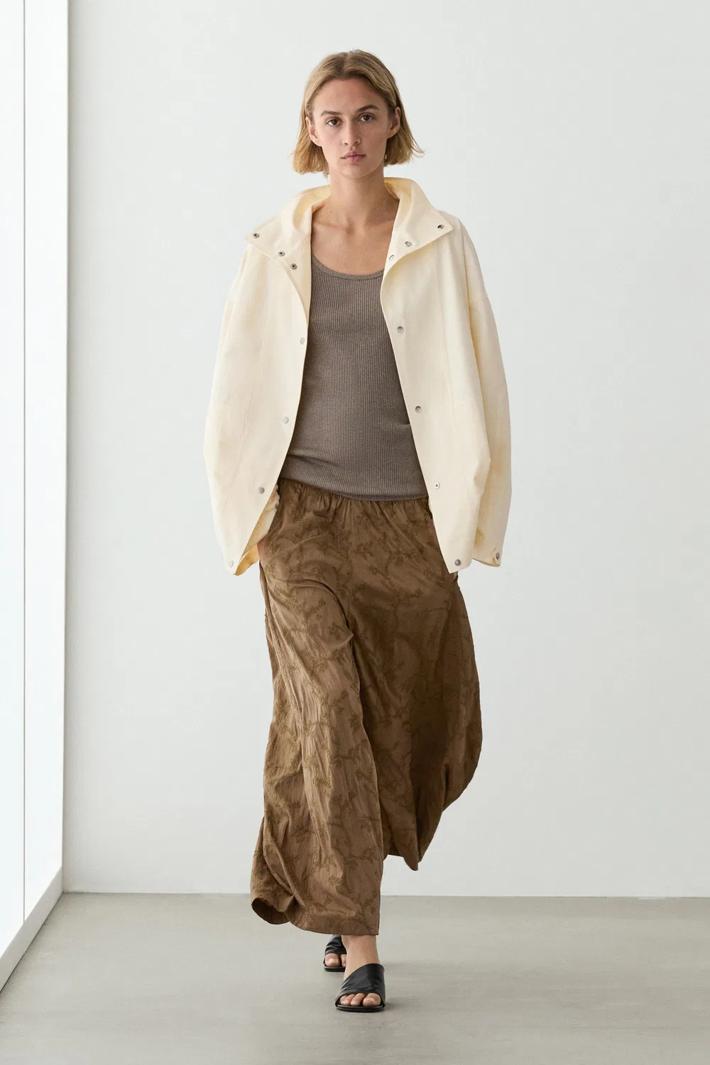 Куртка-бомбер Massimo Dutti, объемная куртка, кремовый — фото 3