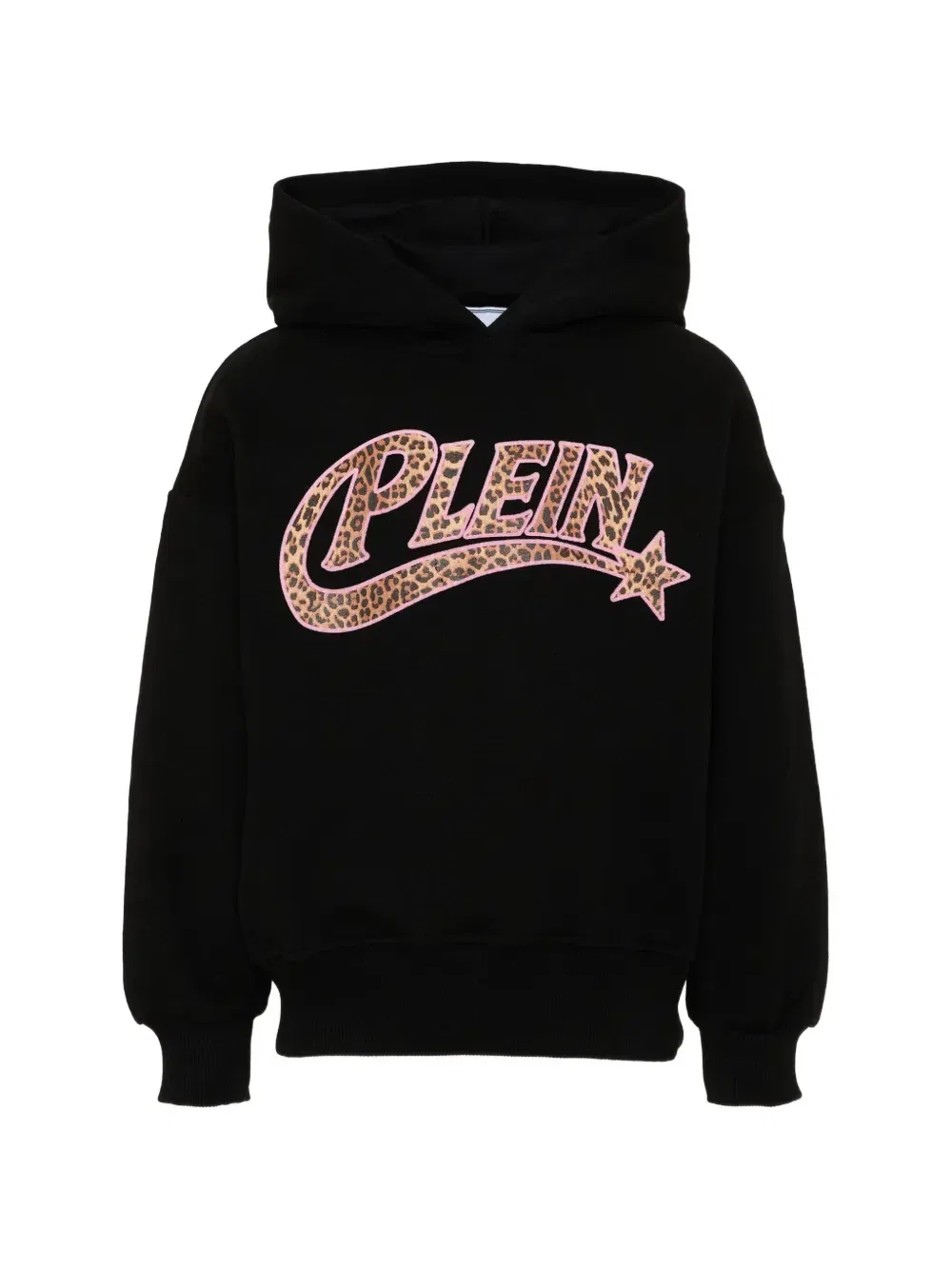 Худи с нашивкой-логотипом и леопардовым принтом Philipp Plein Junior, черный