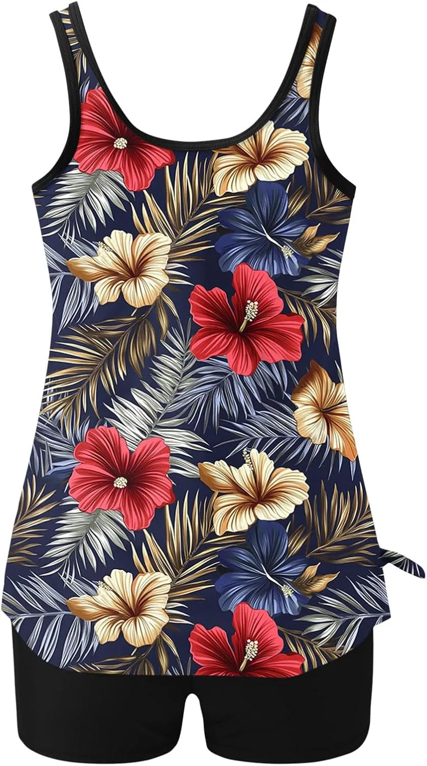 Женский купальник с цветочным принтом High Waisted Tankini, Multicolor — фото 4
