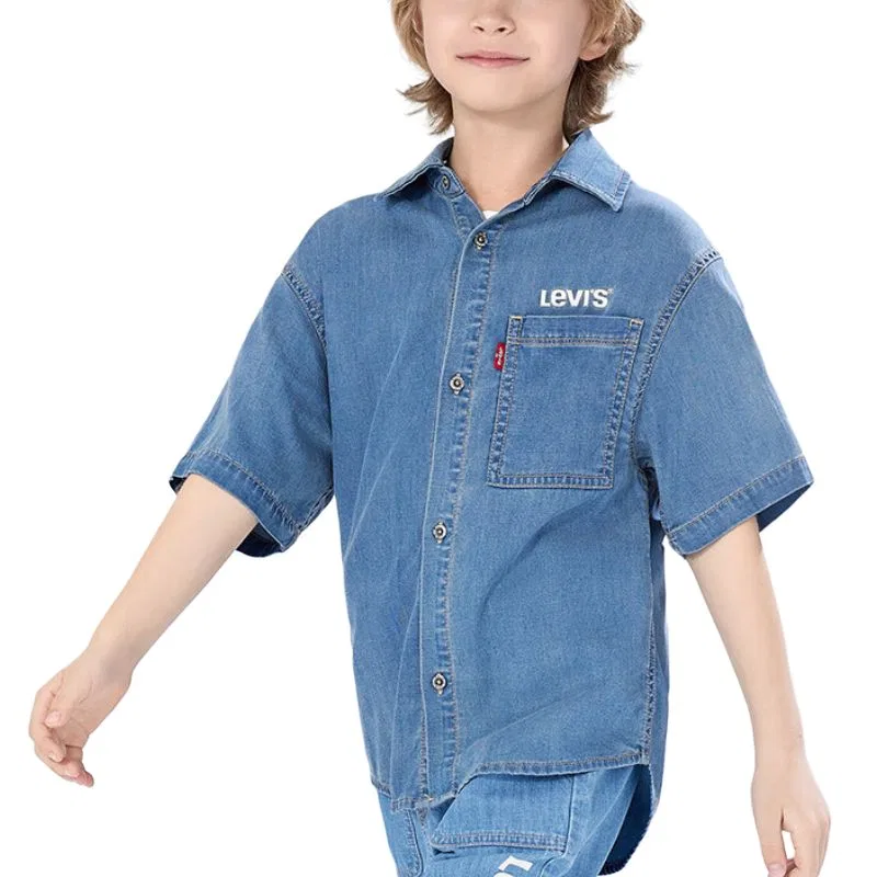 Детская джинсовая рубашка с принтом Levis, Saint-Denis Blue — фото 3