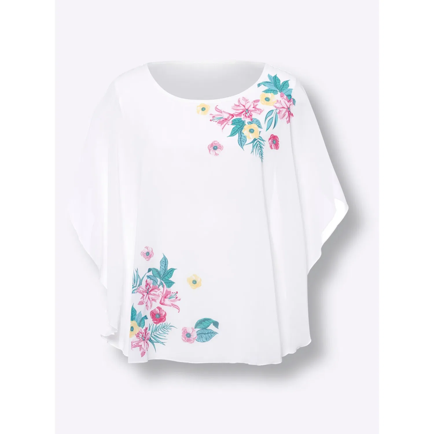 Женский блуза-георгет с цветочным принтом Classic Basics, White/Pink — фото 4