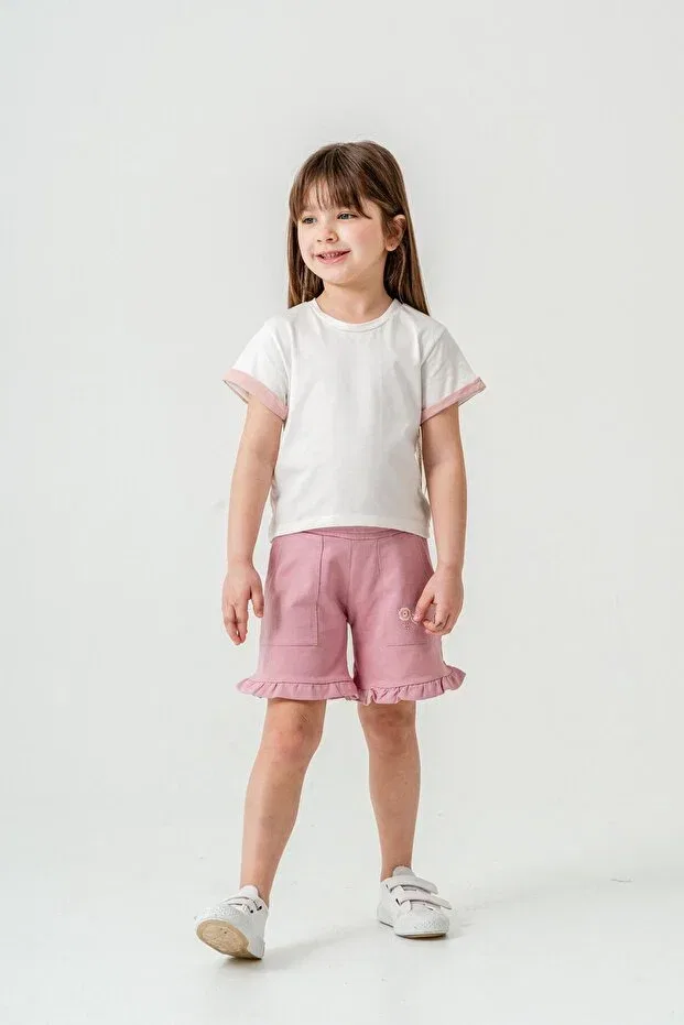 Детские шорты для девочек с цветочной вышивкой Mışıl Kids, Pink