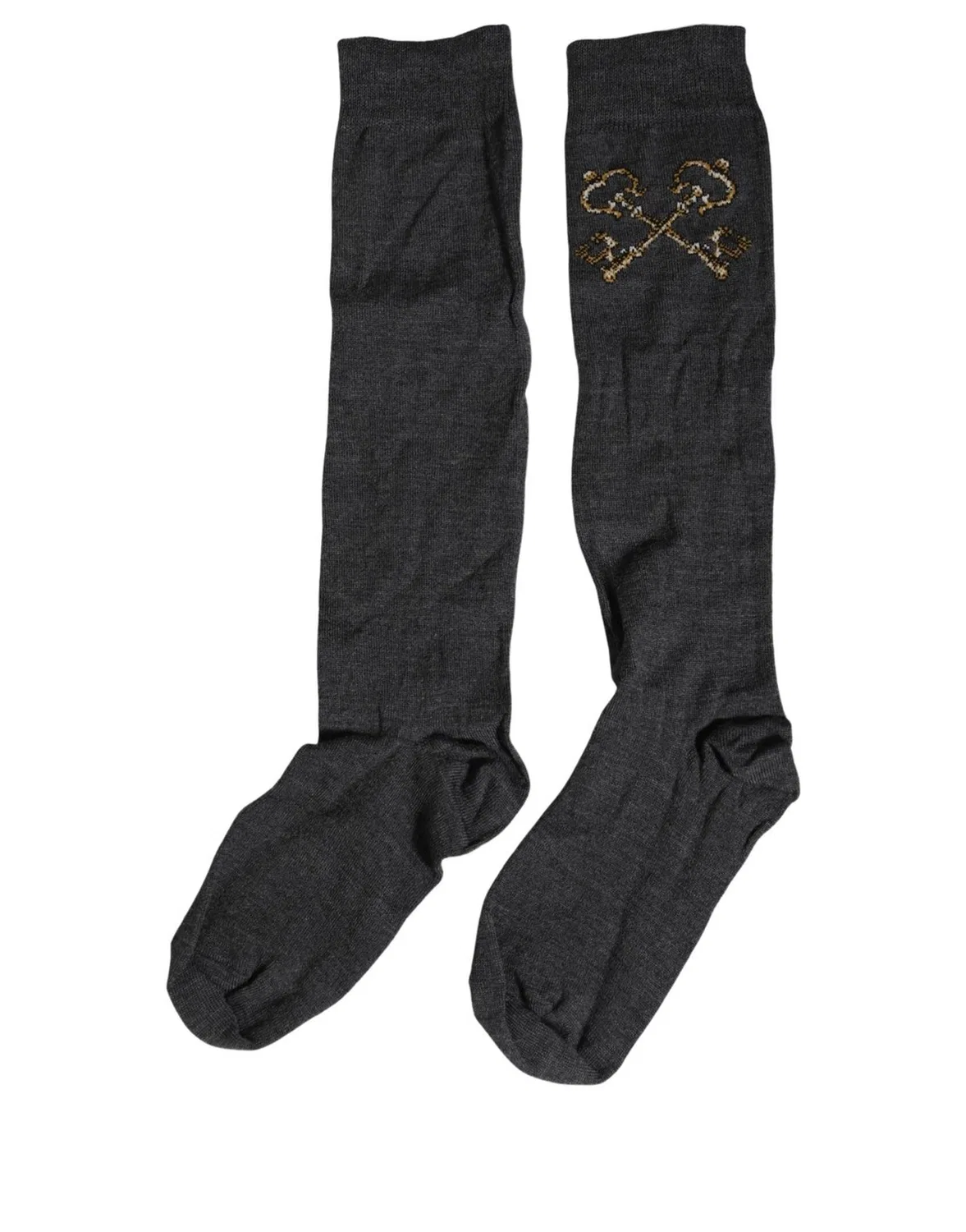 Женские носки до колен с вышитым логотипом Dolce & Gabbana, Dark Gray