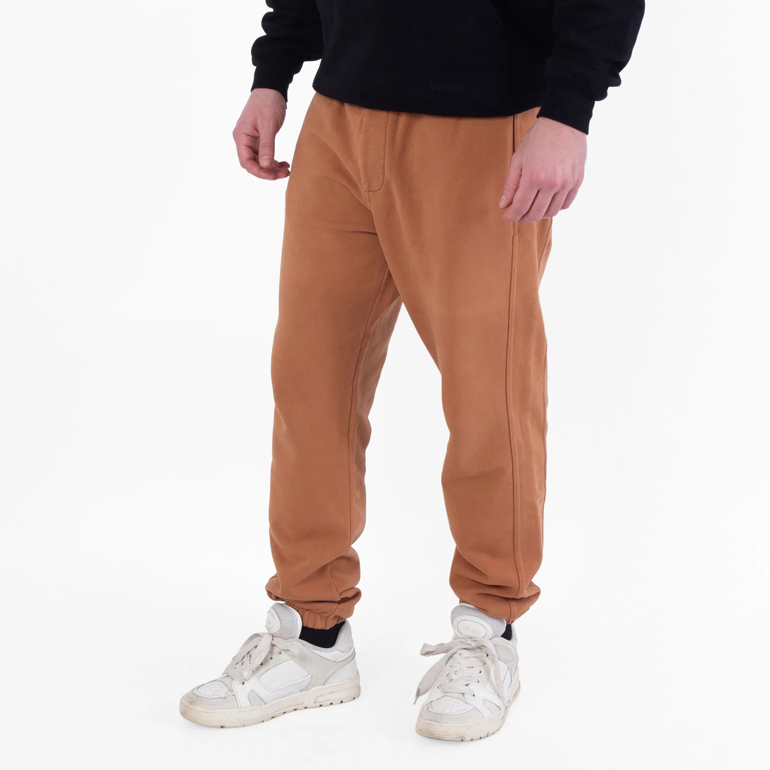 Джоггеры из мягкого флиса Bleached Soft Fleece Joggers Saint Laurent, Macchiato Whitehi — фото 2