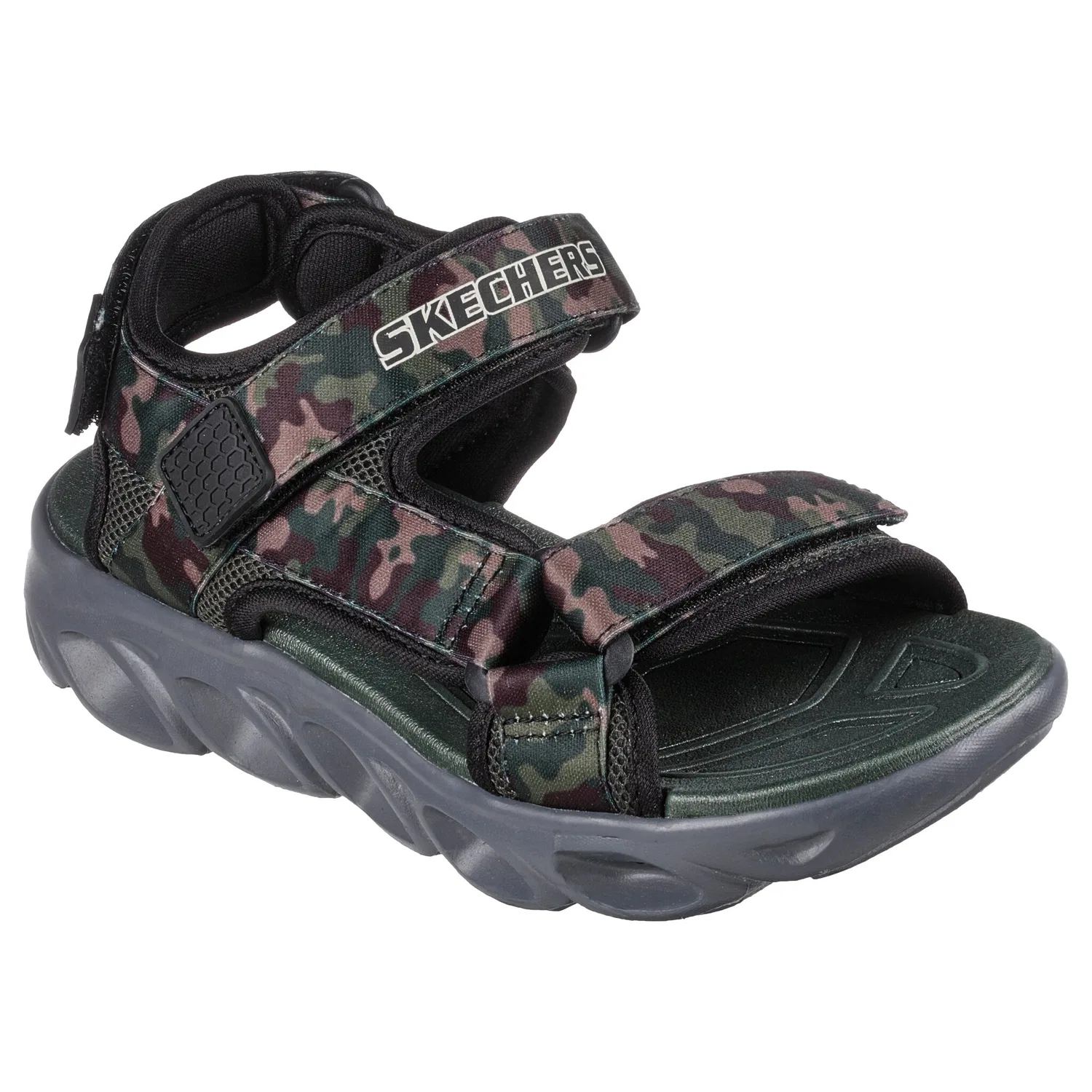 Детские сандалии с мерцающей подошвой Skechers, Black/Olive