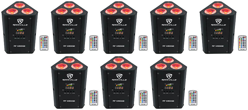 

Комплект 8 Rockville RF WEDGE BLACK RGBWA + UV Battery Wireless DMX DJ Up Lights + RF Remotes 8 RF WEDGE BLACK
