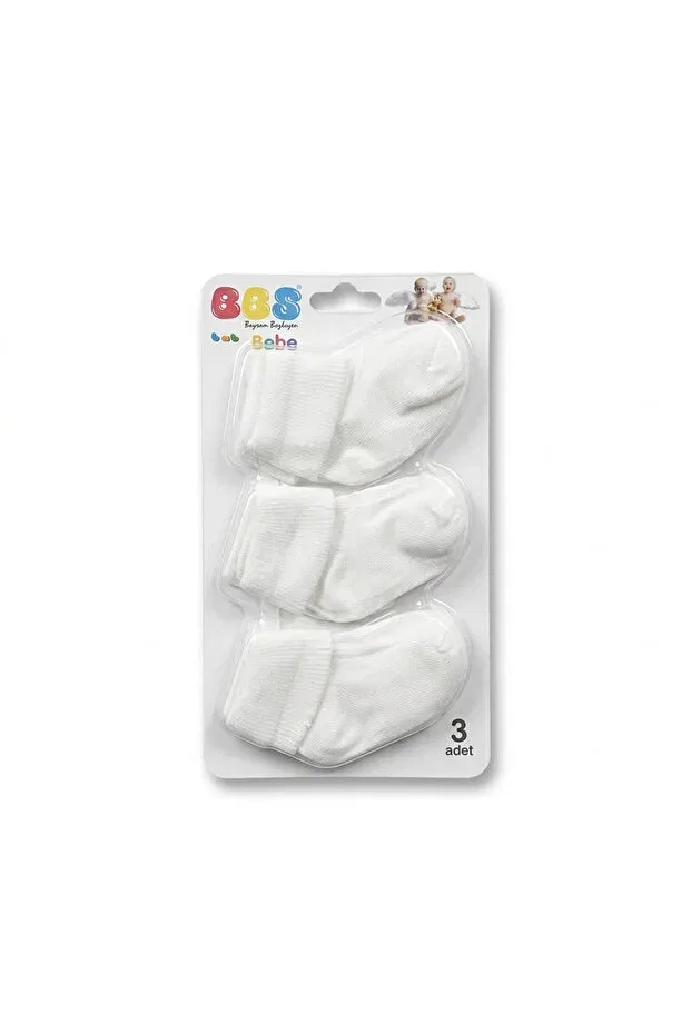 Детские носки для новорожденных хлопковые 3-Pack baby socks Bbs, White