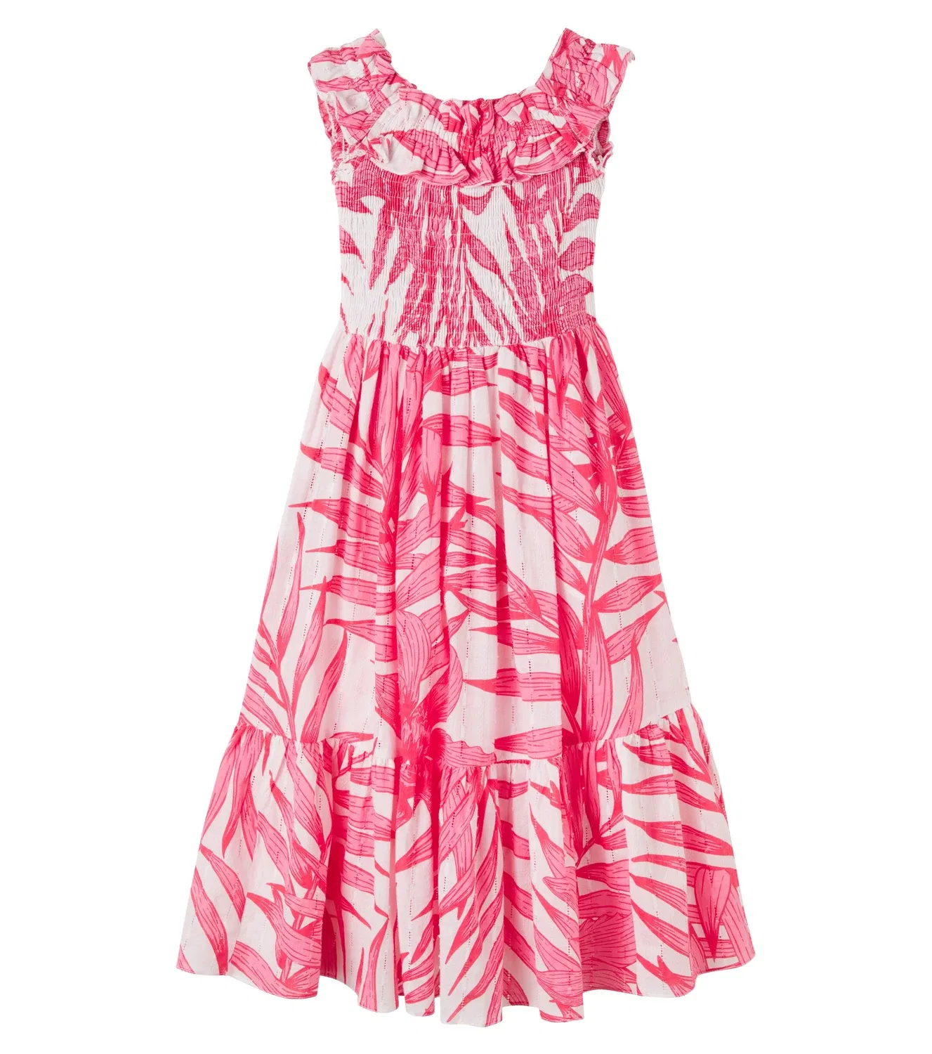 Платье с оборками Сюзанна Poupette St Barth Kids, розовый
