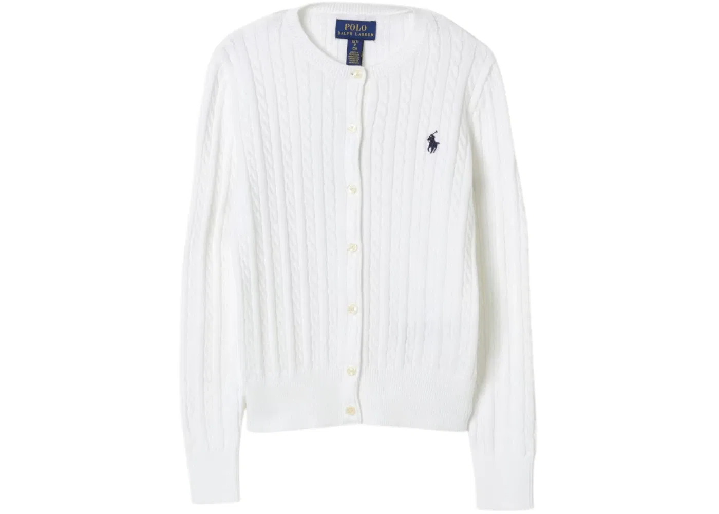 Детский кардиган с кабельным вязанием Cardigan Polo Ralph Lauren, Optic White/Navy