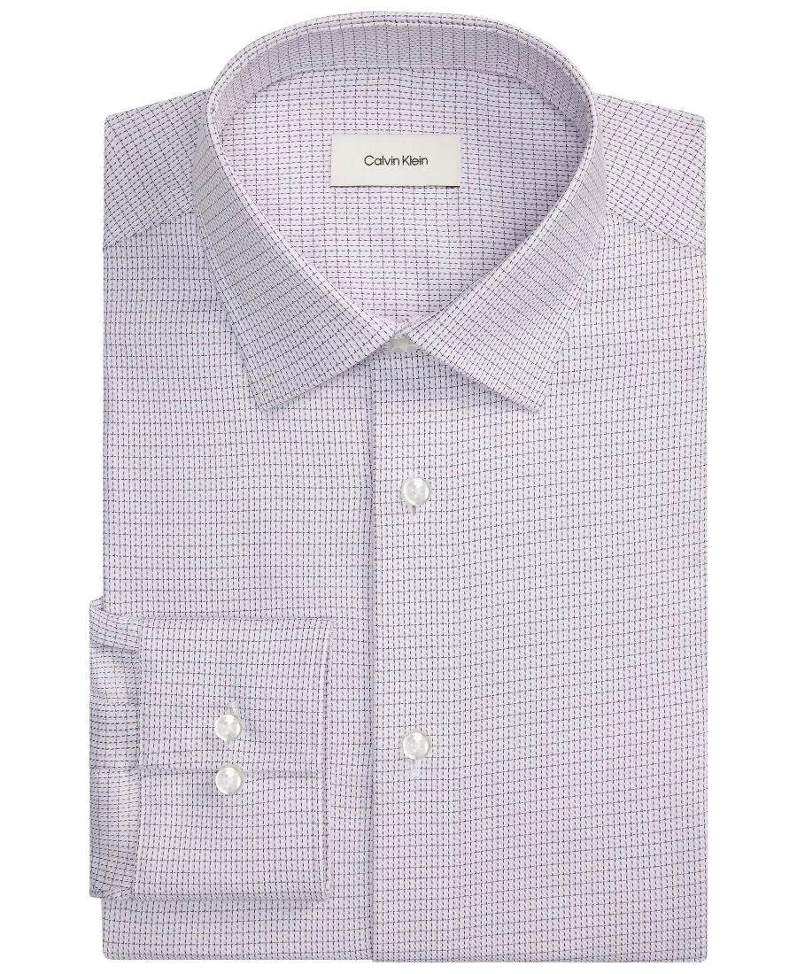 Мужская рубашка Calvin Klein с воротником-стойкой, из хлопка с эластаном, слим-фит, Purple
