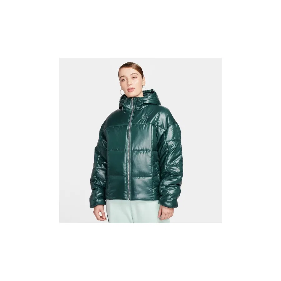 Женский пуховик с капюшоном Nike Sportswear Classic Puffer Shine, Зеленый