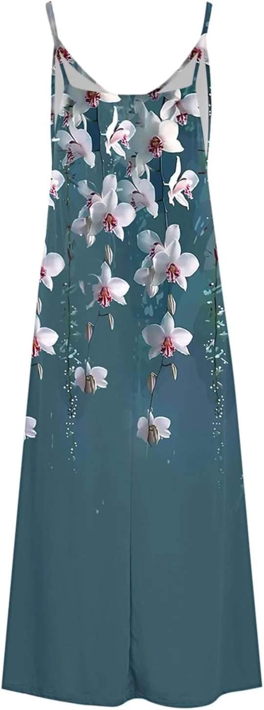 Женское летнее макси-платье с цветочным принтом A-line, Multicolor — фото 3