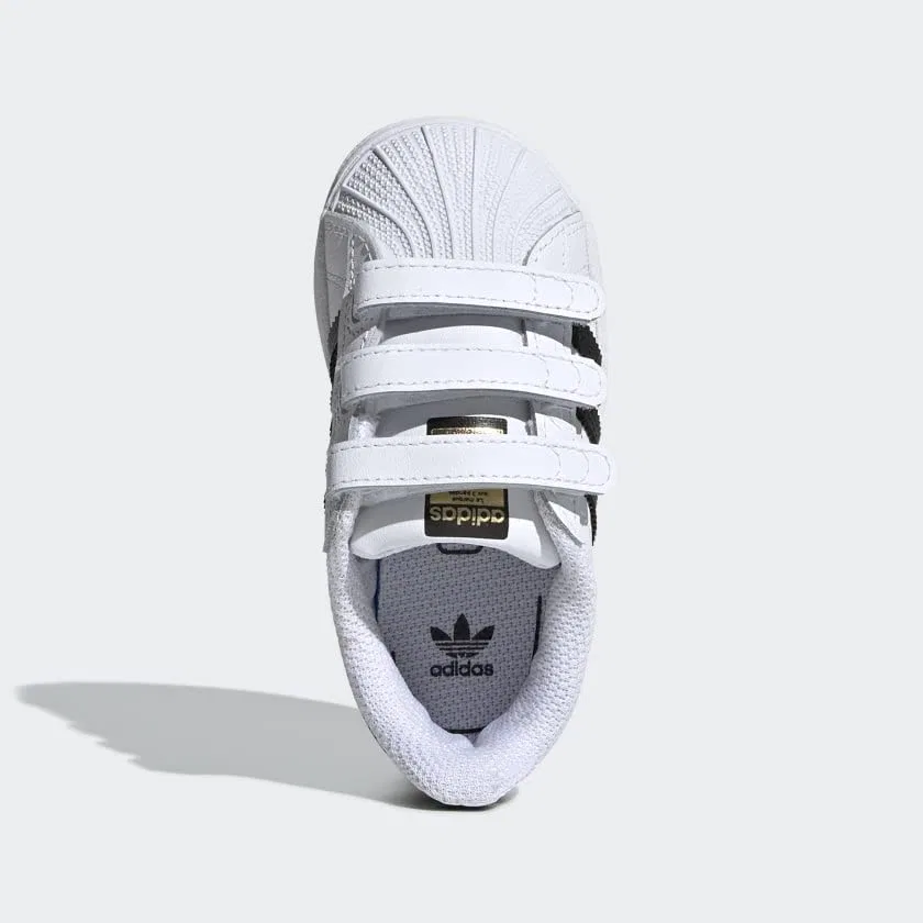 Детские кроссовки для мальчиков на липучках Superstar Cloudfoam Adidas Originals, White Black White — фото 3
