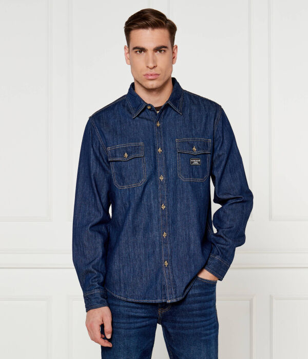 

Рубашка мужская Guess Jeans джинсовая с карманами, синий