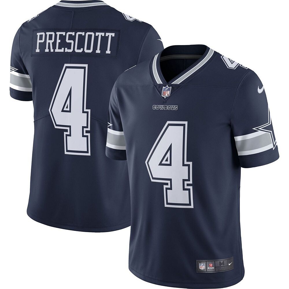 Мужская темно-синяя майка Nike Dak Prescott Dallas Cowboys Vapor Limited Player, цвет Cow Navy — фото 2