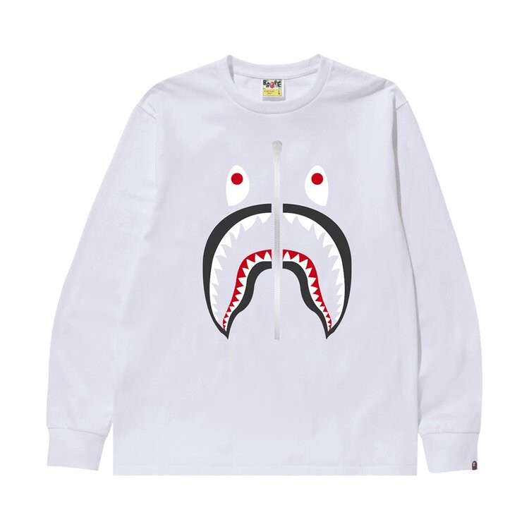 

Лонгслив BAPE Shark Long-Sleeve Tee 'White', белый