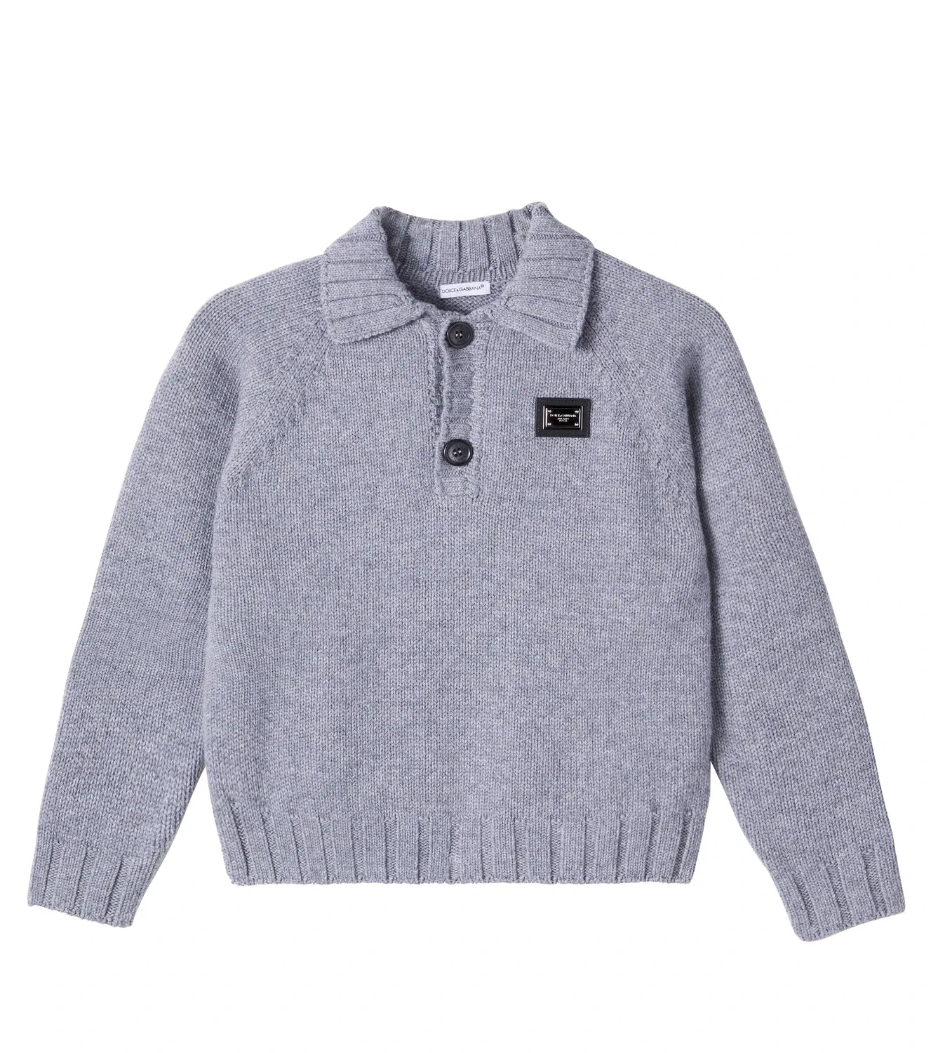 Шерстяное поло с кашемиром, Dolce&Gabbana Kids, серый
